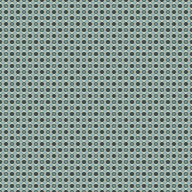 Süslü dantel iz sürücü. Kumaş için dekorasyon. Geleneksel Arap süsü mavi, yeşil ve gri elementlerle. Doğu tarzında vintage tasarımı olan kusursuz vektör deseni.