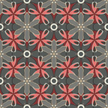 Küçük çiçekte sevimli, dikişsiz çiçek vektör deseni. Kahverengi, gri ve pembe renklerde pürüzsüz desen.