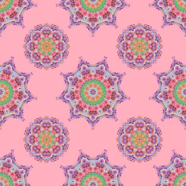 Elle çizilmiş güzel bir tasvir. Zarif menekşe ve çiçek ve Mandala elementleriyle kusursuz yeşil desen..