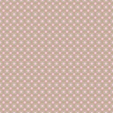Kumaş, tekstil, duvar kâğıdı ve ambalaj için zarif bir retro süs. Pembe, gri ve yeşil renkli oldukça küçük çiçeklerle el çizimi parlak, pürüzsüz çiçek deseni. Vektör illüstrasyonu.