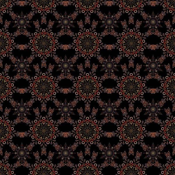 Vector seamless pattern for holiday Thanksgiving day, a simple hand-drawn winter design on black background in red and brown colors.