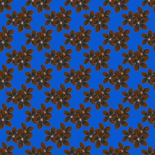 Abstrakte Stilisierte Ditsy Braune Graue Und Blaue Blumen Vector Niedliche — Stockvektor