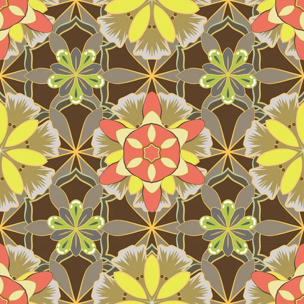 Patrón Floral Acuarela Colores Gris Amarillo Marrón Vector Fondo Romántico — Vector de stock