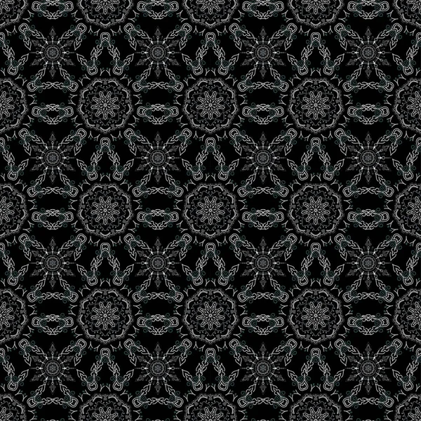 Абстрактный Шаблон Арабском Стиле Бесшовный Векторный Фон Серые Текстуры Черном — стоковый вектор