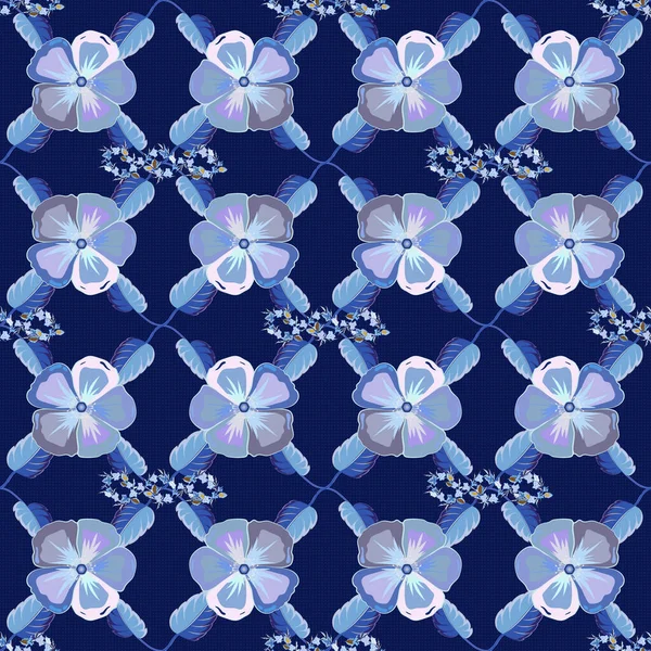 Akvarell Sömlös Mönster Randig Bakgrund Blommönster Blått Violett Och Grått — Stock vektor