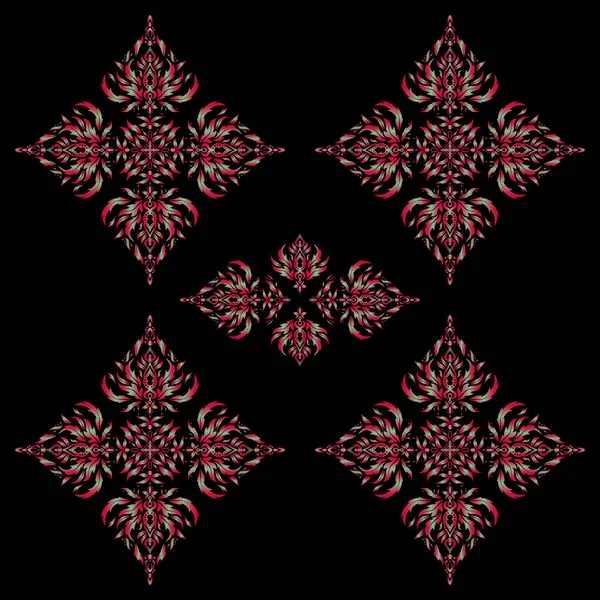 Motif Vintage Sans Couture Avec Des Éléments Répétitifs Rouges Sur — Image vectorielle