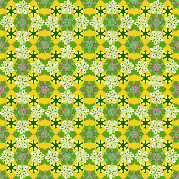 Акварель Бесшовный Узор Полосатом Фоне Векторная Цветочная Печать Зеленого Желтого — стоковый вектор