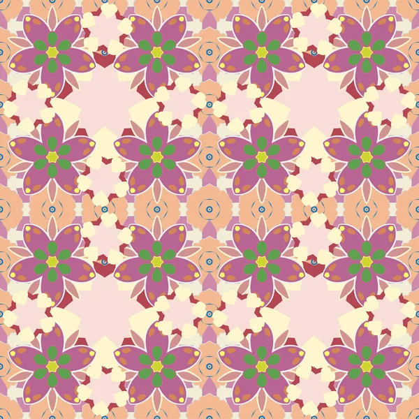 Fondo Floral Patrón Vectorial Inconsútil Colores Verde Beige Rosa — Vector de stock