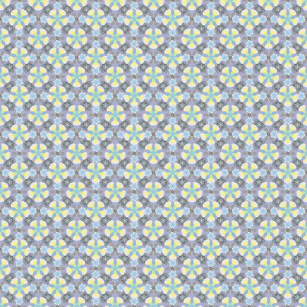 Textura Sem Emenda Raster Estilizado Elementos Amarelos Cinza Azul Ilustração — Vetor de Stock