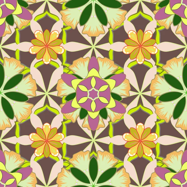 Patrón Fondo Sin Costura Vectorial Con Hojas Tropicales Flores Colores — Archivo Imágenes Vectoriales