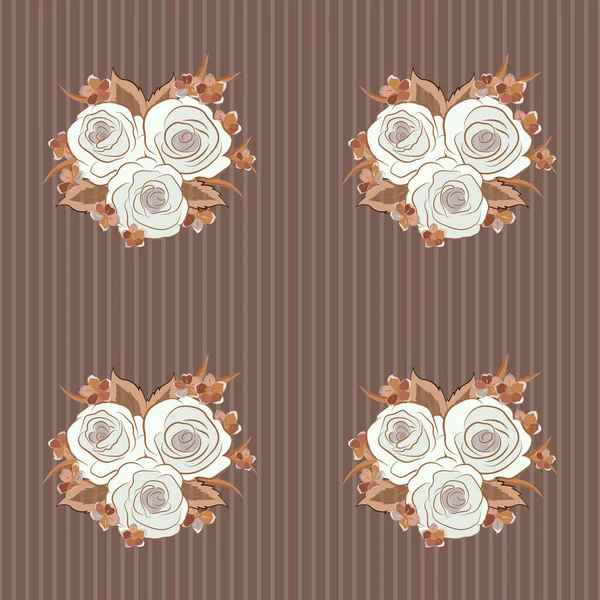 Estilizadas Rosas Beige Marrón Dibujadas Mano Patrón Floral Sin Costuras — Archivo Imágenes Vectoriales