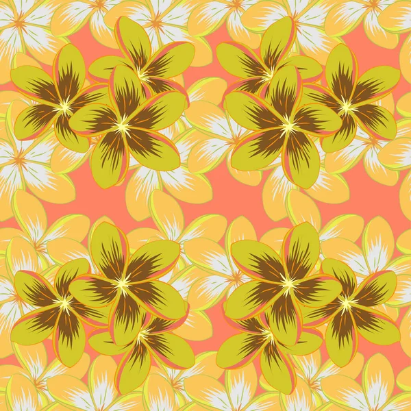 Modèle Sans Couture Vectoriel Élégance Abstraite Avec Des Fleurs Plumeria — Image vectorielle