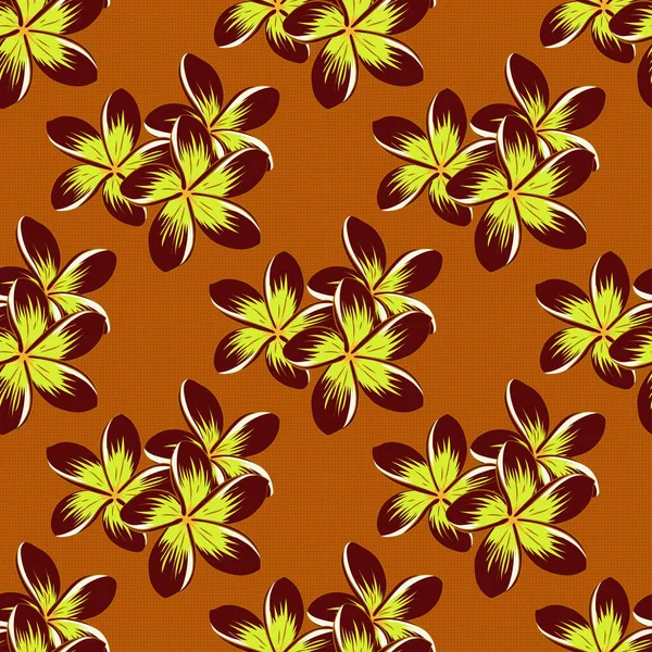Modern Plumeria Flower Pattern Royal Plumerias Colored Orient Pattern Yellow — Stock Vector