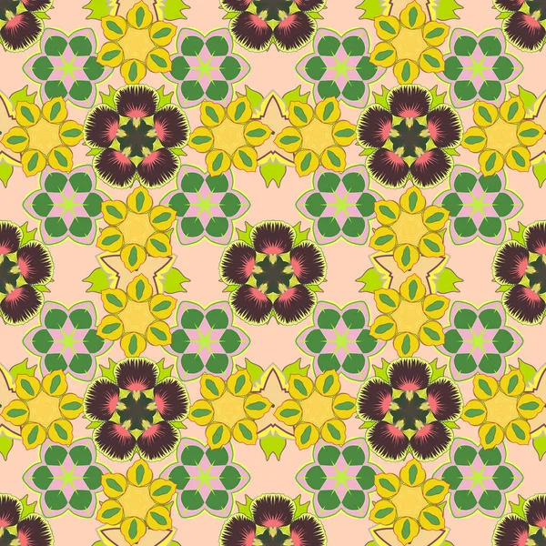 Motif Floral Abstrait Sans Couture Aux Couleurs Jaune Vert Beige — Image vectorielle