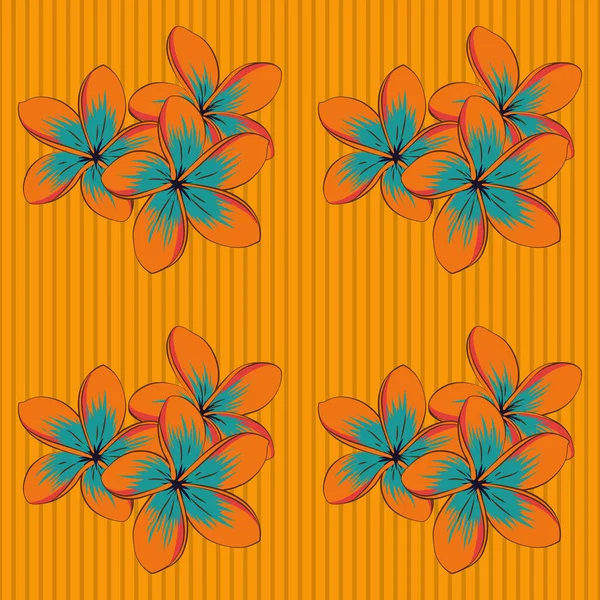 Patrón Étnico Floral Sin Costuras Colores Naranja Azul Amarillo Con — Archivo Imágenes Vectoriales