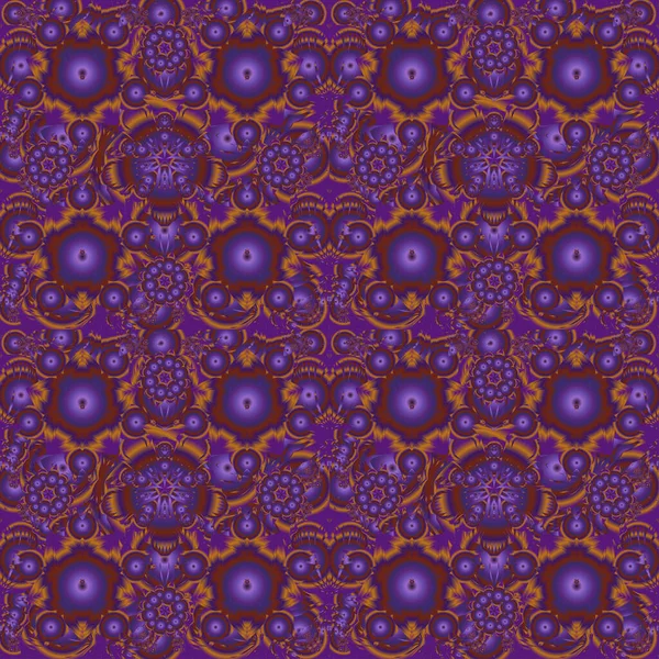 紫と茶色の色でバロック様式のシームレスな東洋の装飾 伝統的な古典的なベクトルパターン — ストックベクタ
