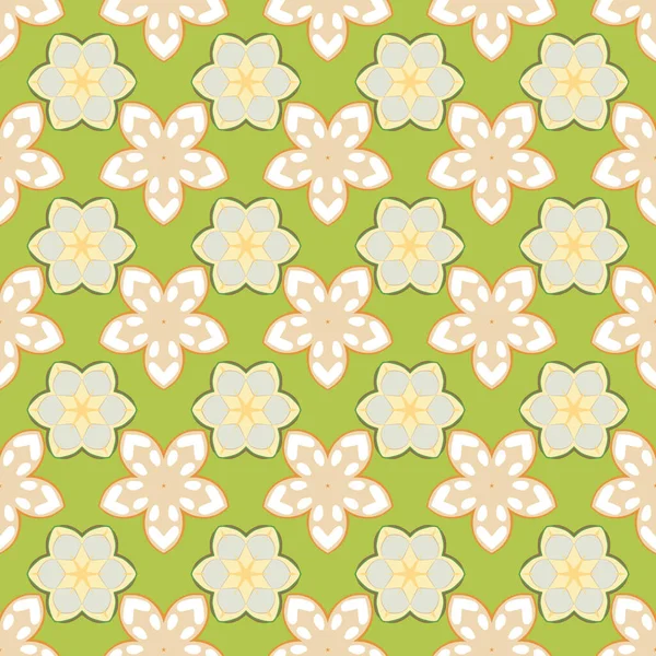 Motif Floral Imprimé Graphique Dans Les Couleurs Vert Beige Blanc — Image vectorielle