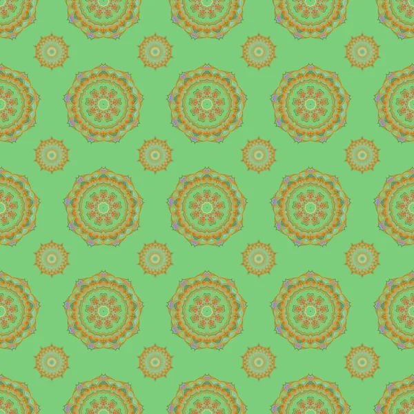 Patrón Fondo Sin Costuras Damasco Colores Verde Naranja Azul — Archivo Imágenes Vectoriales
