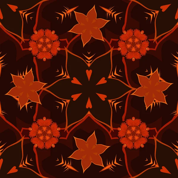 Векторный Безмордонный Узор Традиционный Индийский Стиль Орнаментальный Красный Черный Оранжевый — стоковый вектор