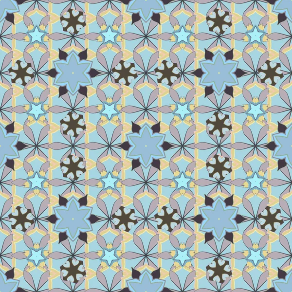 Floral Print Modern Motley Floral Seamless Pattern Gray Brown Blue — Stock Vector