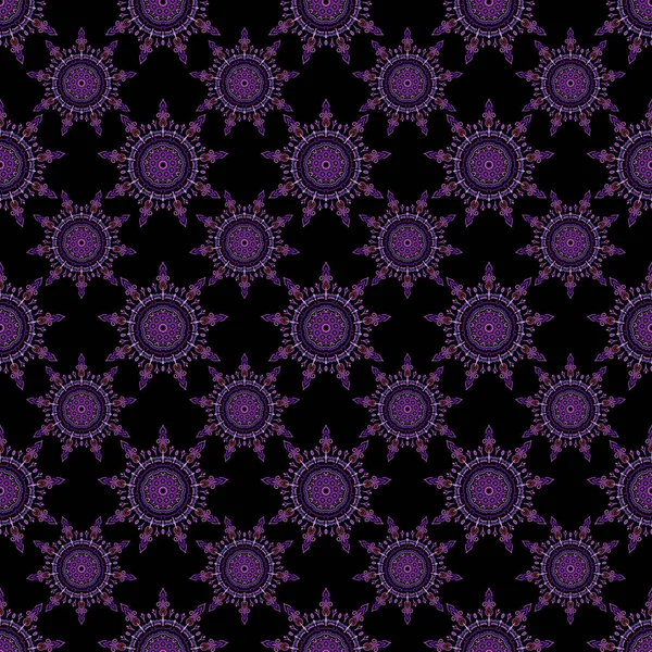 Дамаський Безшовний Квітковий Візерунок Фіолетових Кольорах Векторні Ілюстрації — стоковий вектор