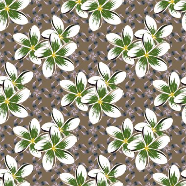 Geleneksel Hint çiçeksiz desenli, lacivert, yeşil ve gri renklerde su tesisatçısı çiçekleri. Vektör illüstrasyonu.