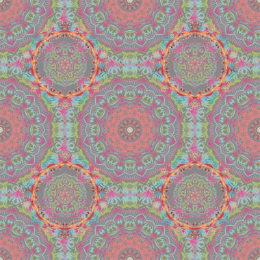 Tebrik kartı, sunum veya düğün davetiyeleri için soyut arabesk arkaplanı. Geleneksel gotik damaske arka planı. Kırmızı, mavi ve sarı arkaplansız çiçek süsleme deseni.