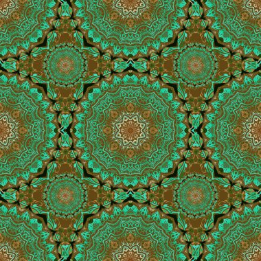 Yeşil renklerde süslü konuşmalar. Vektörsüz damaske deseni, klasik duvar kağıdı, arkaplan.