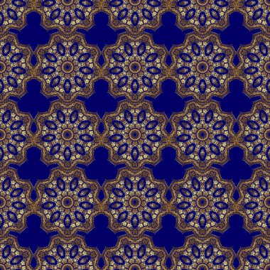 Süs tasarım şablonu. Düğün davetiyeleri, kartvizit, sertifika, logo şablonu için süs çiçekleri. Vektör dairesi altın ızgara ve mavi arkaplan üzerindeki elementler.