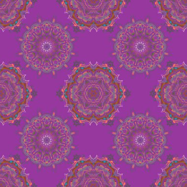 Vektör çizimi. Kesik kağıt dantel dokusu, vektör tül arkaplan, mavi ve pembe renklerde girintisiz desen.