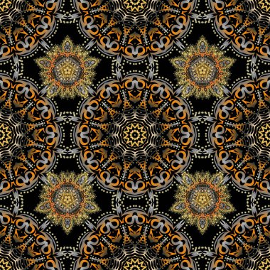 Kusursuz vektör arkaplanı. Arap tarzında soyut bir model. Kahverengi, yeşil ve turuncu dokular. Grafiksel modern desen.