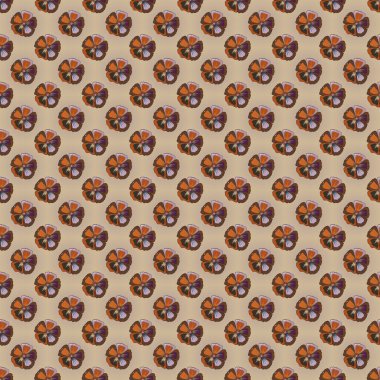 Şirin vektör çiçekli arka plan. Kozmos çiçekleri bej, kahverengi ve kırmızı renklerle kusursuz desenlidir..