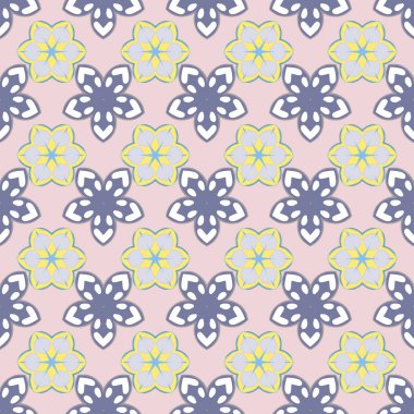 Elin kusursuz deseni beyaz, mor ve gri renklerde pek çok küçük çiçek çizdi..