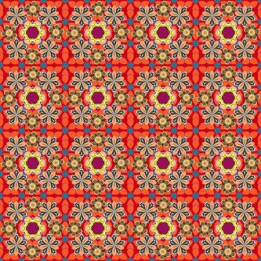 Bir sürü çiçeğin görüntüsüyle kusursuz bir desen. Turuncu, gri ve sarı renkli küçük sevimli çiçekler. Ditsy biçim vektör çizimi.