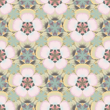 Basit modern semboller sarı, bej ve gri renklerde. Kusursuz, soyut el fırça darbesi çiçek desenli desen.