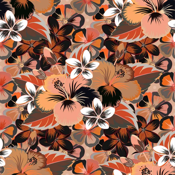 Gri, bej ve turuncu renklerde amber çiçekleri ile soyut zarafet aralıksız desen.