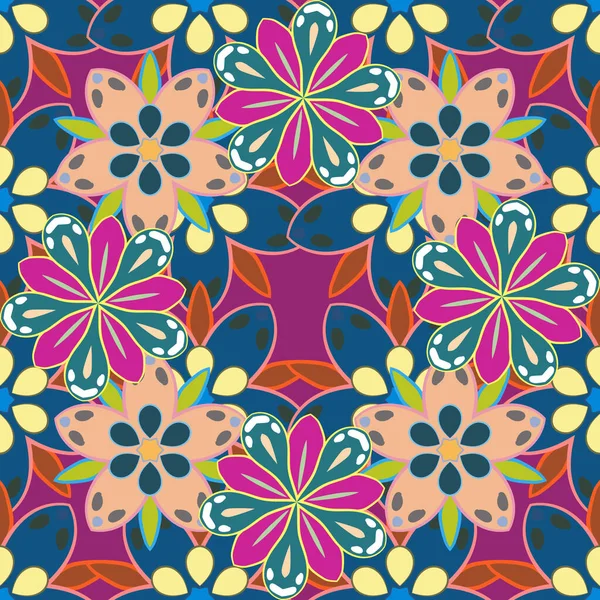 Бесшовный Цветочный Узор Цветами Листьями Декоративными Элементами Брызгами Пятнами Капли — стоковый вектор