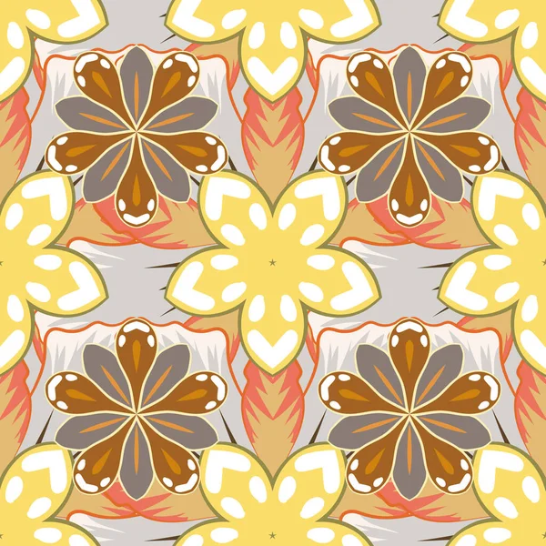 ベクトルディジーフラワースタイル 多くの花とかわいいシームレスなパターン 小さな黄色 ベージュの花 ファッションプリントのためのエレガントなテンプレート — ストックベクタ