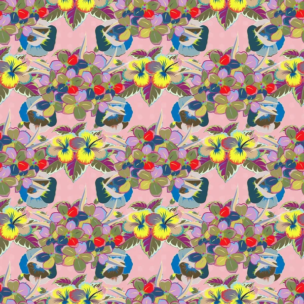 Motif Sans Couture Avec Jolies Fleurs Primula Aux Couleurs Rose — Image vectorielle