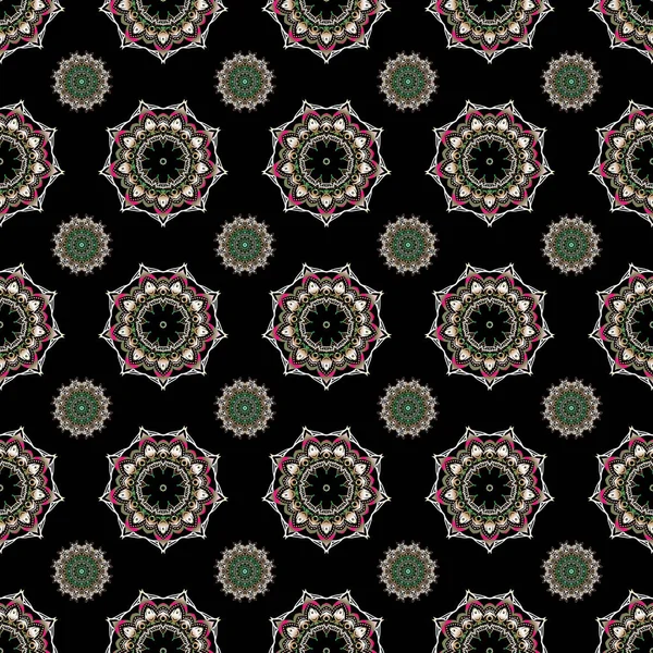 Зеленый Коричневый Винтажный Барочный Орнамент Векторная Иллюстрация Retro Seamless Pattern — стоковый вектор