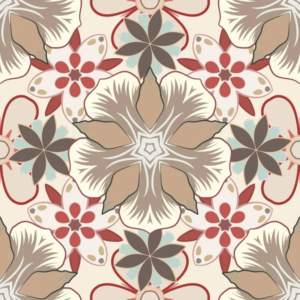 Motif Sans Couture Petites Fleurs Dans Les Couleurs Marron Rose — Image vectorielle