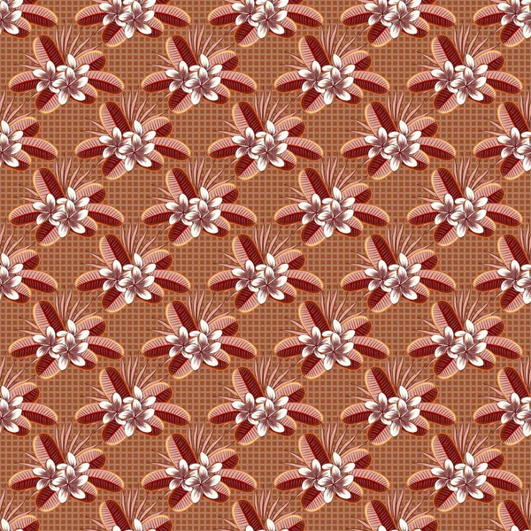 Hoş bir çiçek geçmişi var. Plumeria çiçekleri bej, kahverengi ve kırmızı renklerde pürüzsüz desen.