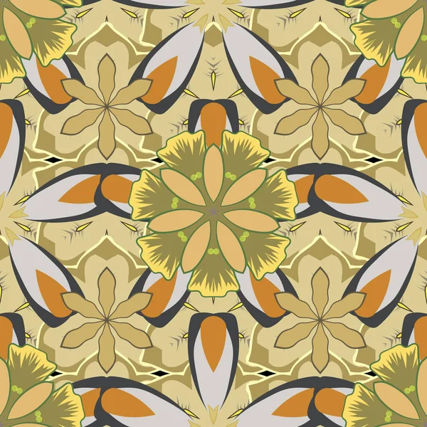 Turuncu, bej ve gri renklerde sulu boya buketi olan romantik, pürüzsüz desenler. Geçmişi, tekstili, ambalaj kağıtları, tebrik kartları için. Vektör illüstrasyonu.