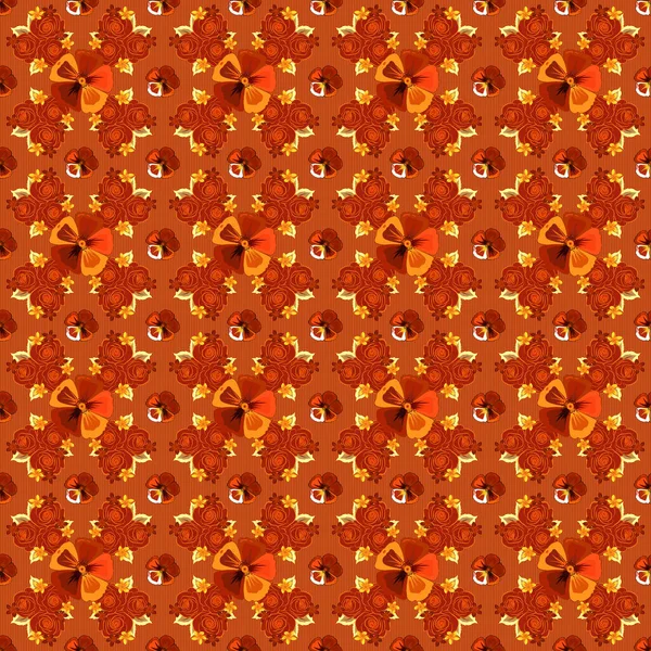 Векторный Бесшовный Фон Красивые Акварельные Цветы Космоса Коричневом Оранжевом Красном — стоковый вектор