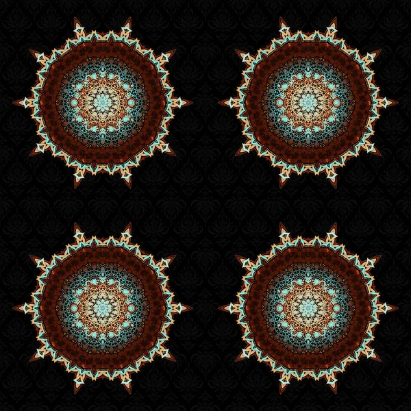 Étoiles Stylisées Flocons Neige Grilles Folklorique Indien Ethnique Raster Abstrait — Image vectorielle