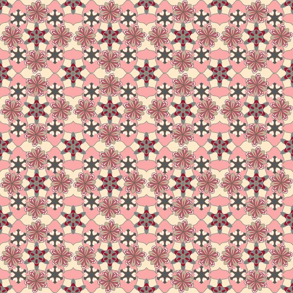 Naadloos Patroon Bruine Beige Roze Kleuren Vector Schattig Bloemmotief Kleine — Stockvector