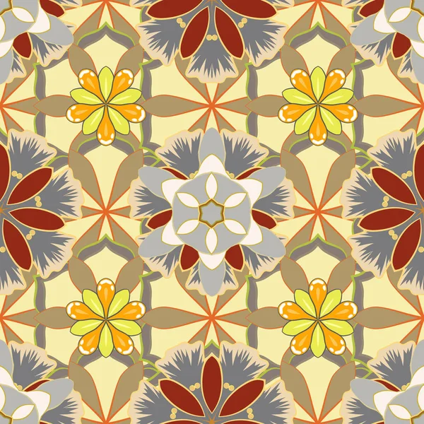 Papier Peint Floral Sans Couture Dans Les Couleurs Jaune Beige — Image vectorielle