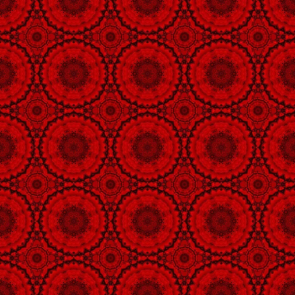 Ornamento Nero Rosso Motivo Floreale Senza Cuciture Sfondo Senza Cuciture — Vettoriale Stock