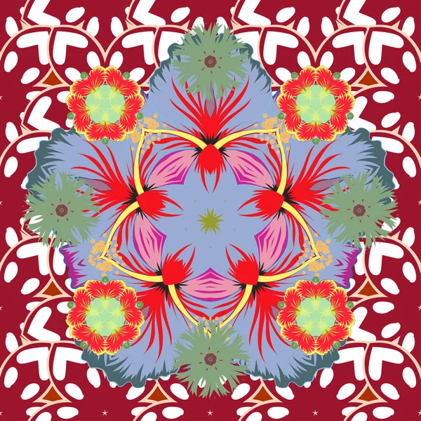 Retro Textildesign Kollektion Abstraktes Nahtloses Vektormuster Mit Handgezeichneten Floralen Elementen — Stockvektor