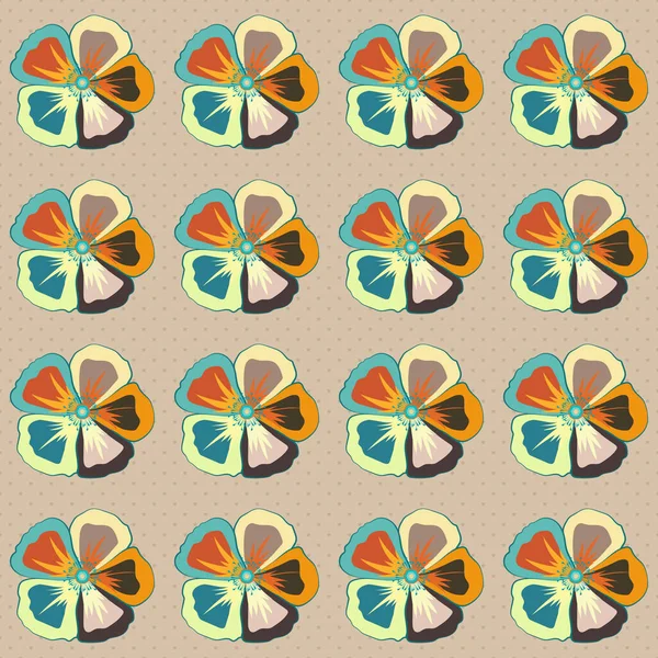 Many Cute Flowers Ditsy Style Vector Flowers Seamless Pattern Beige — Stock Vector